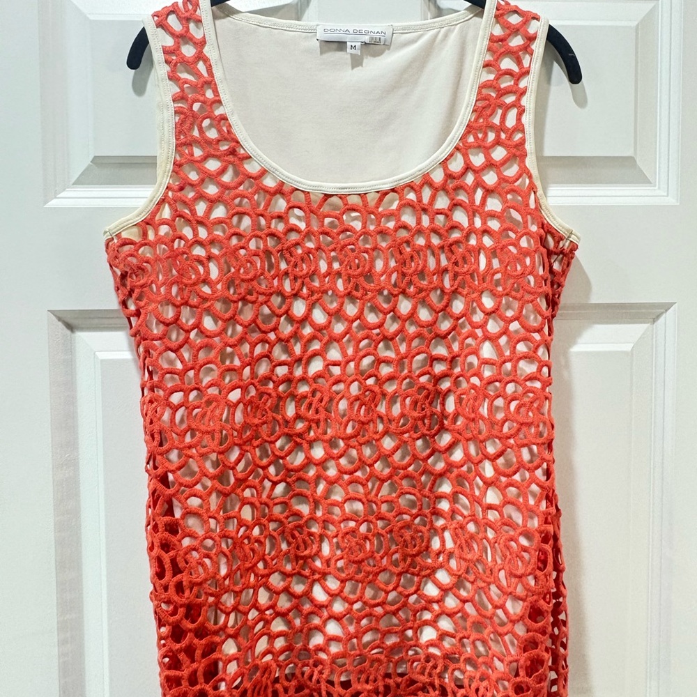 Chic Red Crochet Overlay Tank Top
